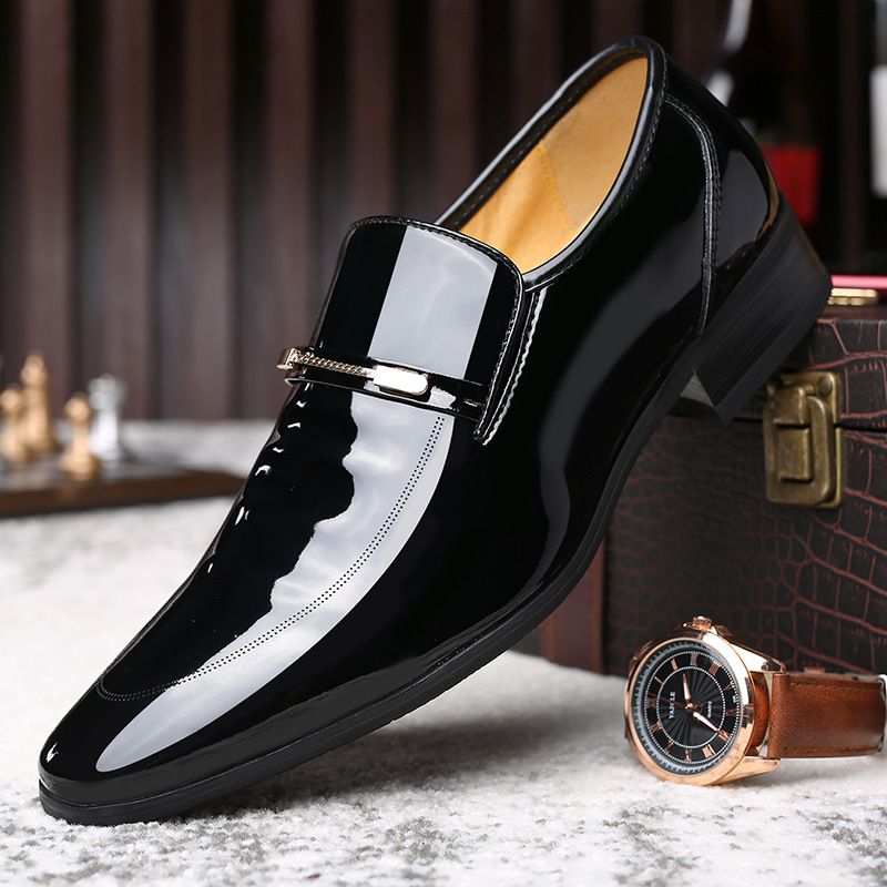 Autumn And Winter New Business Dress Leather With Pointed Toe Covers, Shiny Patent Leather, Breathable Men's Clothing,_vogvips.com