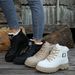 Women's Shoes Winter Warm Lace-Up Mid-Calf Boots With Faux Fur Lining, Platform Sole & Round Toe For Casual Comfort High Top Short Boots Shoes_vogvips.com