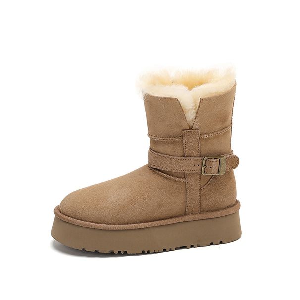 Sangpo Lightweight Warm Sheepskin Integrated Thick-Soled Snow For Women Winter New Fleece Two-Way Thickened Cotton Boots_vogvips.com