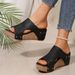 Women's Plus Size Wedge Sandals Summer Cross-Over Studded Platform One Strap Sandals Wish_vogvips.com