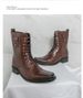Square-toed British-style Thick-soled Martin For Men, Lace-up Motorcycle Work Boo, Mid-length Trendy Chelsea Short_vogvips.com