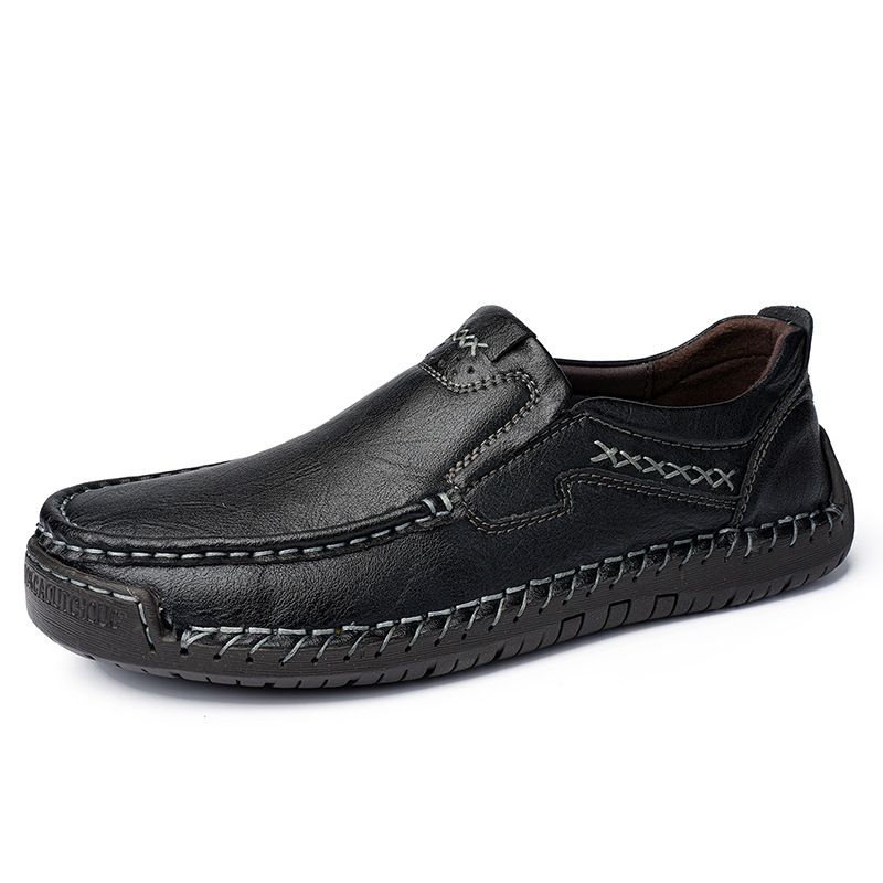 Men's Loafers British-Style Driving Shoes Autumn And Winter Casual Shoes Fashion Slip-On Leather Shoes_vogvips.com