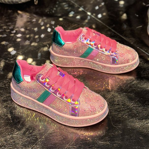 Women's Casual Starry Rhinestone Shoes Rainbow Design Trendy Color Matching Autumn Style European Goods Board Shoes_vogvips.com
