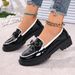 Women's Plus Size Bow Loafers – British-Inspired Slip-On Shoes With Comfortable Cushioning For Autumn & Winter Casual Wear_vogvips.com