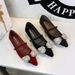 3686-H103 European And American Style Elegant Low-heeled With Rhinestone Bow, Pointed Toe, One-strap Buckle, Wedge Heel_vogvips.com