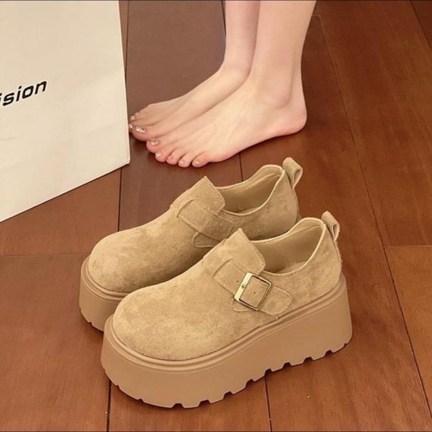 Petite Height Increase 7cm Thick Sole Shoes Women's Flats 2025 Spring New Retro Versatile Loafers_vogvips.com