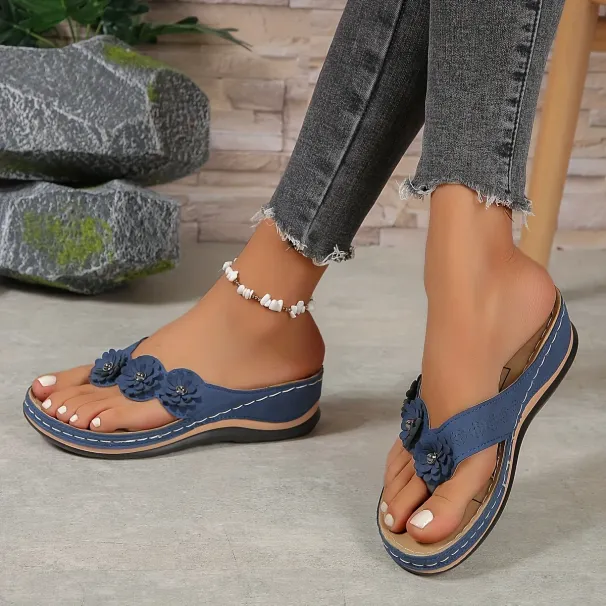 Floral Beach Flip-Flops For Women - Comfy Slip-On Summer Slides, Versatile Casual Outdoor Footwear_vogvips.com