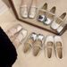 Beautiful Flat Silver Single Shoes Women's Skirt Mary Jane Small Leather Shoes Ballet Evening Shoes_vogvips.com