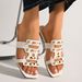 Women's Flat Sandals Summer Style Open Toe Beach Shoes Fashionable Outdoor Slippers with Metal Buckle Versatile_vogvips.com