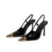 Yang Shulin's Same High-heeled Shoes For Women, Gold Small Square Toe, Open Back, Thin Heel, Strap Sandals, Elegant_vogvips.com
