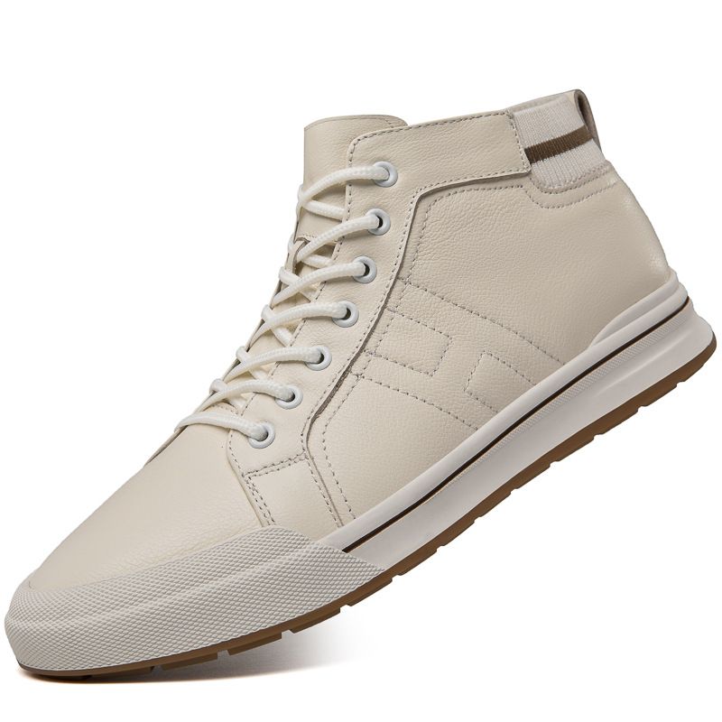 Invisible Mid-top Heightening Shoes Men's Breathable British Style Soft Sole Inner Heightening Men's Shoes Sports And Leisure Board Shoes_vogvips.com