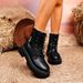 Women Ankle Boots Autumn Winter Short Boots Plus Size Martin For Women Autumn Winter New British Style Thick Sole Fleece Lined Thickened Short Motorc_vogvips.com