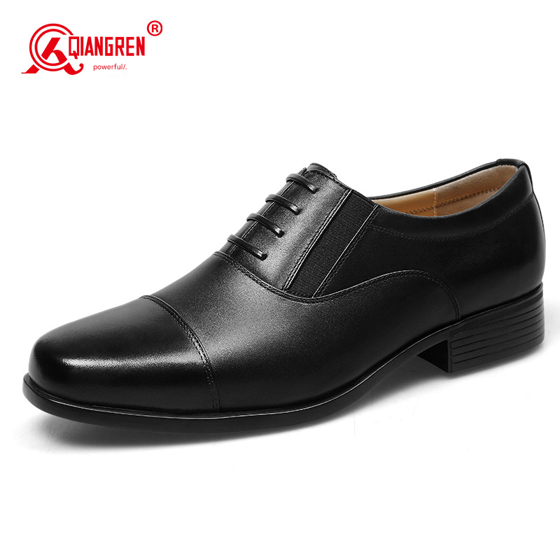 Euro Step 3515 Strongman Men's Leather Spring And Autumn Slip-On Business Formal Three-Pointed Wedding Derby Shoes_vogvips.com