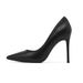 Hotel Work For Women, Black High Heels, Stiletto Professional Dress Shoes, Pointed Toe, Soft Leather, Large Size,_vogvips.com