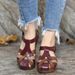 Cross-border Plus-size 2021 European And American Round-toe Wedge Heel Velcro Strap Outdoor Straw Women's Sandals In_vogvips.com