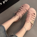 Vintage Niche Hollow Out Closed-Toe Half Slippers For Women, Slip-On Thick-Soled Comfortable Ugly-Cute Backless Boken_vogvips.com