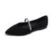 Weiwei Girl Pointed Toe Flat Shoes for Women Soft Sole Slip-On Versatile Shallow Mouth Pearl Detail 1 Size 373_vogvips.com