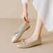 French Bow Silver Light Mouth Single Shoes Women's One-pedal Flat-soled Soft-soled Grandma Shoes_vogvips.com
