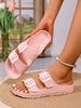 Women's Youth Mules New Summer Retro Casual Slip-On Shoes Eva One-Piece Double-Strap Half-Slip Flat Slippers With Adjustable Buckle_vogvips.com