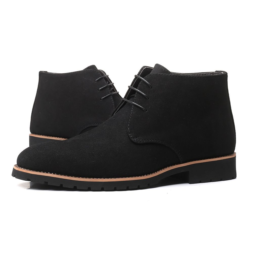 Men's Round Toe Casual Leather Boots - Low Heel Slip-Resistant Martin Boots With Lace-Up Design (Sizes 38-48, Black/Brown/Blue)_vogvips.com
