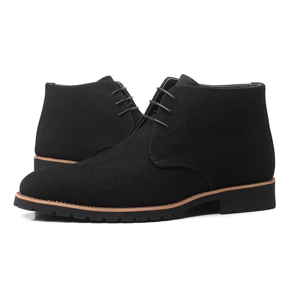 Men's Round Toe Casual Leather Boots - Low Heel Slip-Resistant Martin Boots With Lace-Up Design (Sizes 38-48, Black/Brown/Blue)_vogvips.com