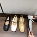 Vintage Style Chunky Heel Single For Women Soft Leather Loafers 2025 Spring New Square Toe Shallow Mouth One-Strap Mary_vogvips.com