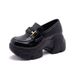 British Style Loafers Women, Black Thick-Soled Leather Shoes, Spring 2025 New Versatile Slip-On Flats With Hidden Wedge_vogvips.com