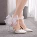 Women's Shoes flower wedding shoes one word wristband bridal shoes stiletto pointed toe wedding shoes women's sandals pointed toe high heels_vogvips.com