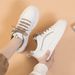 White Shoes For Women, Autumn New Item, Sponge Cake Thick Sole Waterproof Leather Surface White Trendy Board Shoes,_vogvips.com