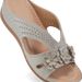 Women's Shoes Large Size Summer New Round Head Flower Hollow Breathable Leisure Flat Bottom Wedge Heel Sandals_vogvips.com
