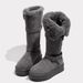 Gray Fleece-Lined Thick-Soled Long Snow Boot For Women 2025 Winter New High Tube Two-Way Wear Foldable Warm Cotton_vogvips.com