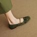 Square Toe Shallow Mouth Fashionable Bead Flower Metal Chain Mary Jane Women's Versatile Low Order Shoes_vogvips.com