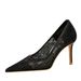 1963-1 European And American Style Banquet Women's Slimming Shallow Mouth Pointed Toe Thin Heel High Heels Mesh Hollow_vogvips.com