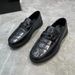 Autumn New Flat Bottom British Bean Toe Layer Cowhide Crocodile Pattern Shallow Mouth Lazy Leather Shoes_vogvips.com