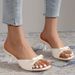 plus Size Women's Square Toe Fashion Sandals High Heeled Stiletto Bow Decoration Solid Color_vogvips.com