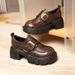 thick-soled Velcro Loafers Women's Thick-heeled Small Leather Shoes_vogvips.com