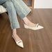 French Fairy Wind Pointed Head Flat Bottom Shallow Mouth Single Shoes Female Bow Commuter Low Heel Ladyshoes_vogvips.com