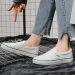 White Canvas Women Couple Slip On Flat Comfortable Casual Fashion Platform Ladies Vulcanized Shoes Atillas Mujer 240607_vogvips.com
