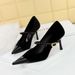 9116-A1 Korean Banquet High Heel Women's With Thin Heels, Xishi Suede Surface, Shallow Mouth Splice, Pointed Head,_vogvips.com