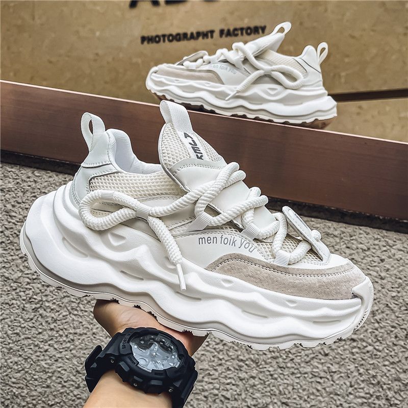New Breathable Mesh Top Thick Sole Increase Fashion Sports Casual Shoes_vogvips.com
