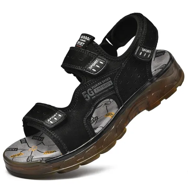 2026 Leather Shoes Man Casual Comfortable Barefoot Pentoufle Homme Summer Sandals Men_vogvips.com