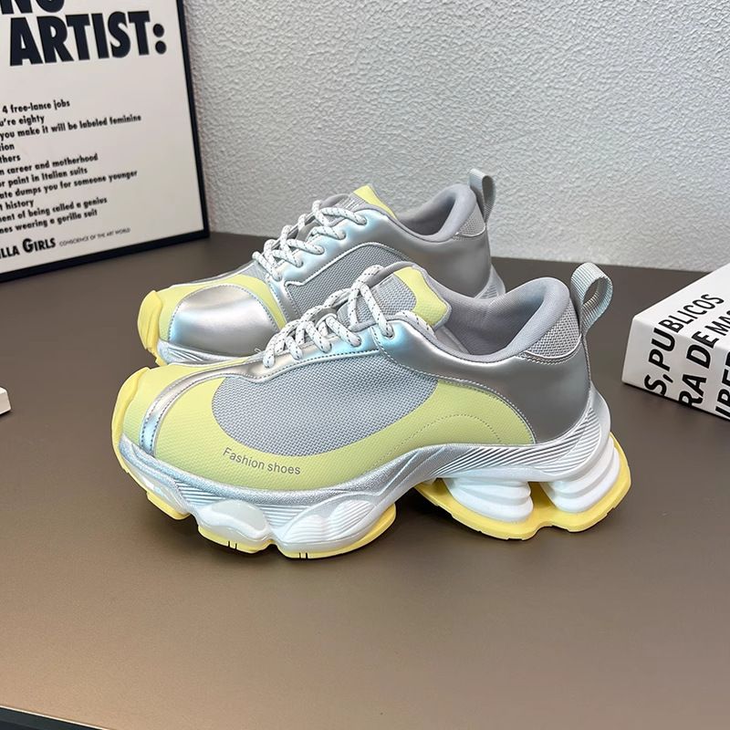 Women’s Shoes Rhinestones Thick Soled Dad Shoes And Mesh Breathable Single Shoes For Small Height Increase Casual Versatile Sports Shoes_vogvips.com
