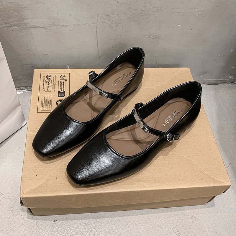 Women's Shoes Flat-bottomed Evening Wind Shallow Mouth Single Shoes Women's French Soft French Retro Mary Jane Women's Shoes_vogvips.com