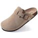 Half Drag Sandals Clogs Women And Men Suede Mules Slipper Classic Cork Antislip For Outdoor Slippers With Arch Support_vogvips.com