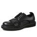ShoeVault Beijiang Wolf Buckle Matte Leather British Style Lace-up Ins Trend Sole Men's Trendy Four Seasons Derby Shoes_vogvips.com