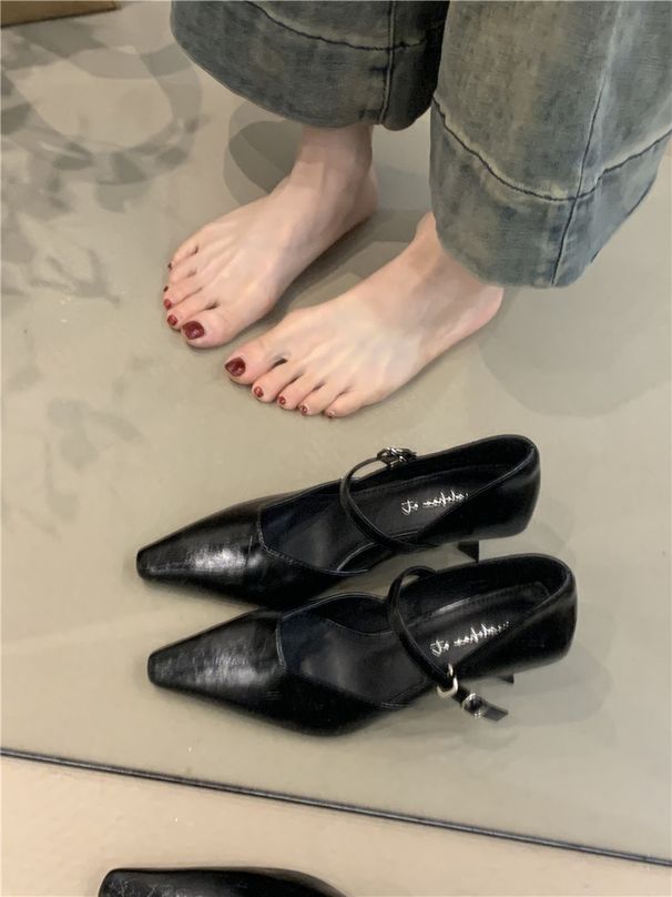 Women's High Heels 2025 Spring French Style Elegant Pointed Toe Shallow Mouth Stiletto Mary Jane Commuter Shoes_vogvips.com