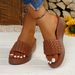 2025 New Model Export Large Size Elegat Comfortable Thick-Soled Wedge Heel Wove Fashioable High-Heel Sadals For_vogvips.com
