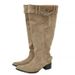 Over-the-Knee For Women 2025 Autumn Melard Suede Pointed Toe Thick Heel Slimming Ruched Slouch Boots_vogvips.com