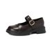 British Small Leather Shoes Women's Retro One-word With Light Mouth Black Thick-soled One-pedal Loafers_vogvips.com