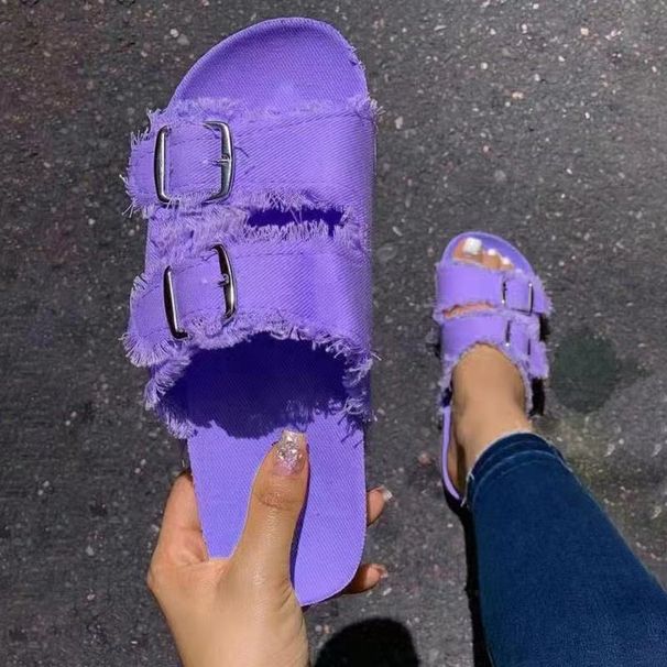 Large Flat 2025 Summer New Denim Thick Soled Sandals For Women_vogvips.com